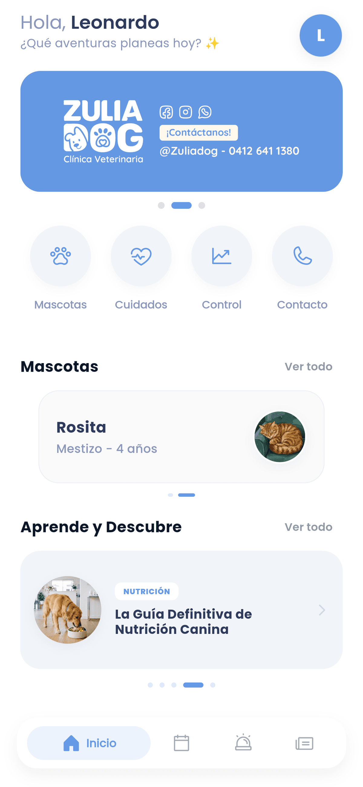 Zulia Dog App Home